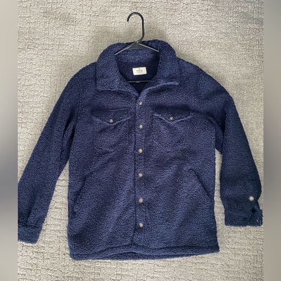 MARINE LAYER Eden Sherpa Overshirt in Navy Women’s Size Small - Picture 2 of 11